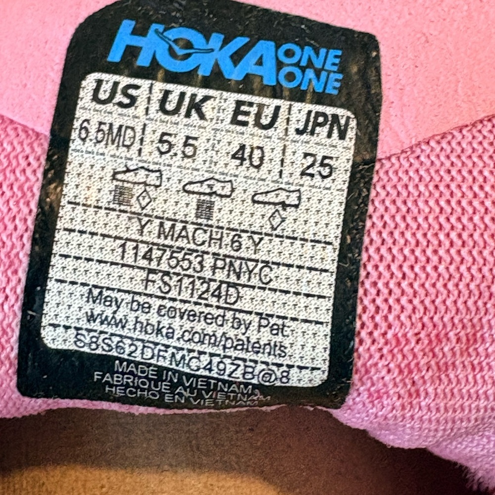 Brand New in box HOKA Mach6 Pink & Blue Running Shoe. Youth size 6.5. 🔥🔥🔥 - Picture 2 of 14